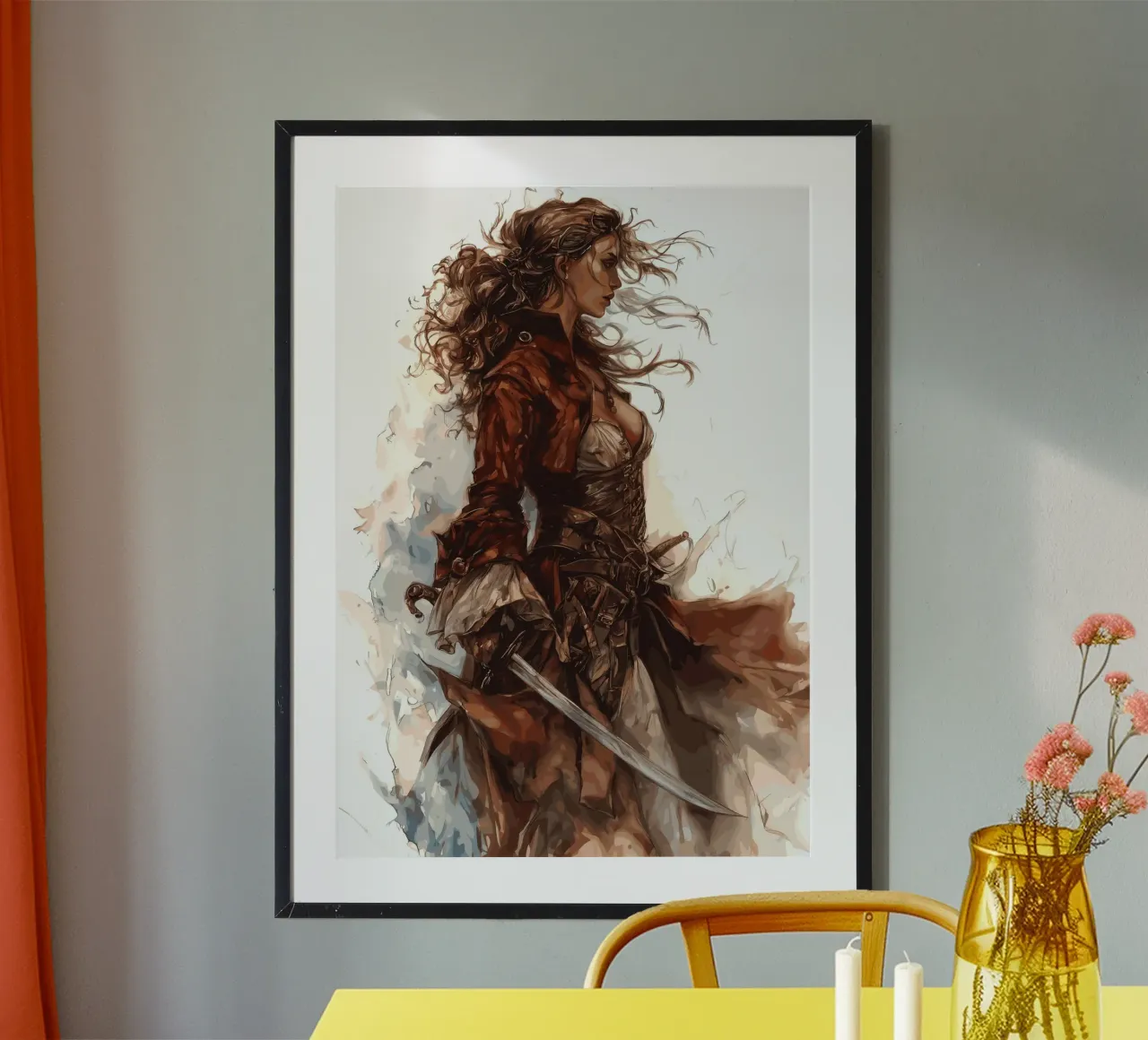 Un pirata nel vento con un atteggiamento determinato carta hahnemühle da pixelbull - medieval art and more