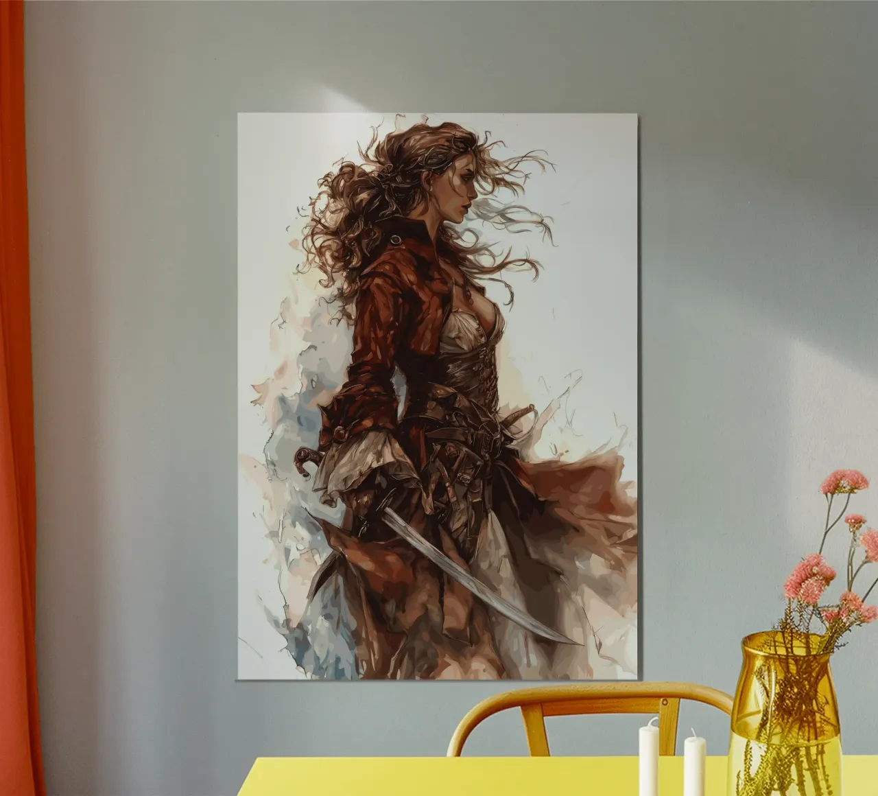 Un pirata nel vento con un atteggiamento determinato carta hahnemühle da pixelbull - medieval art and more