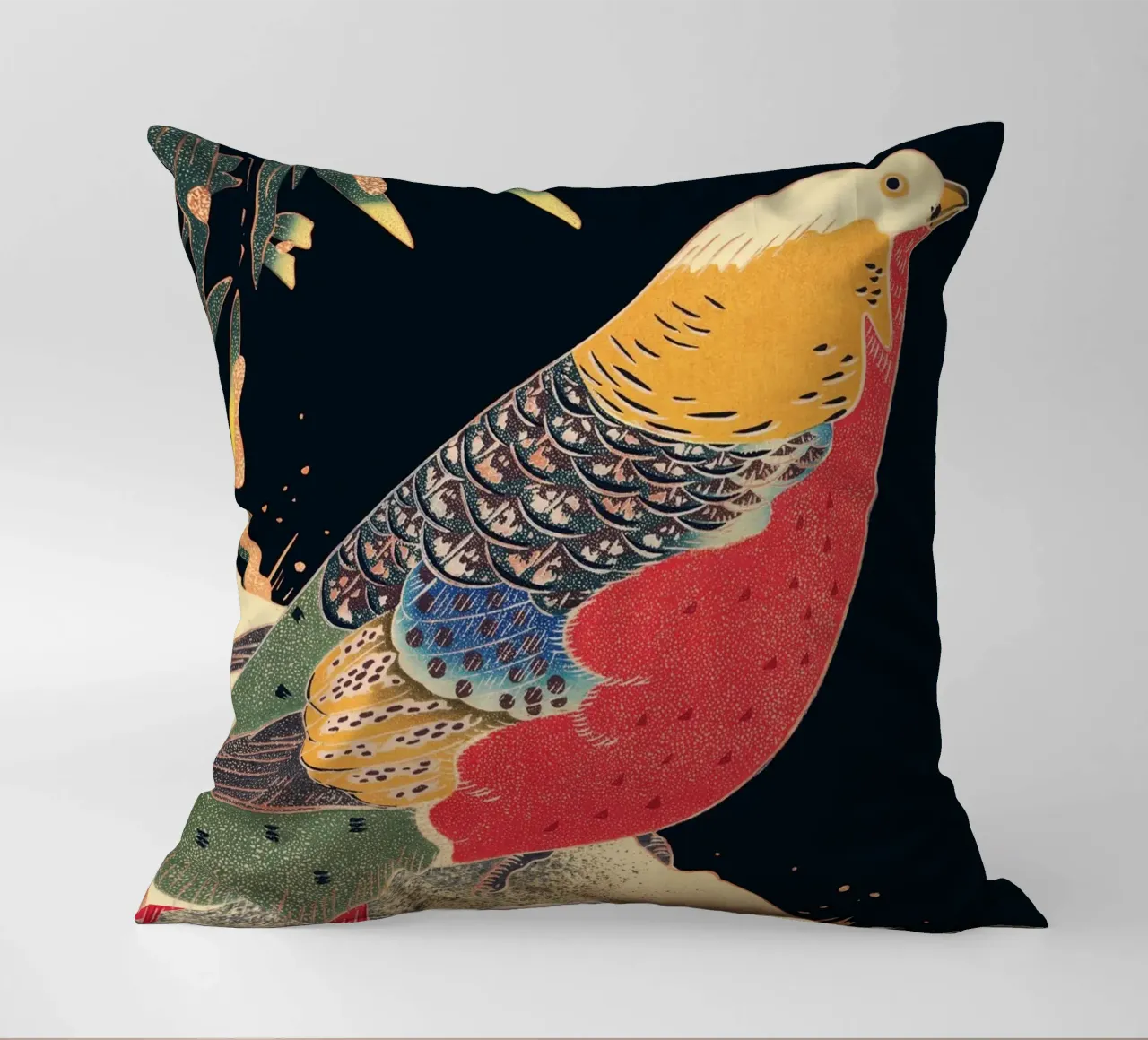Golden Pheasant in the Snow cuscino da vintageshop