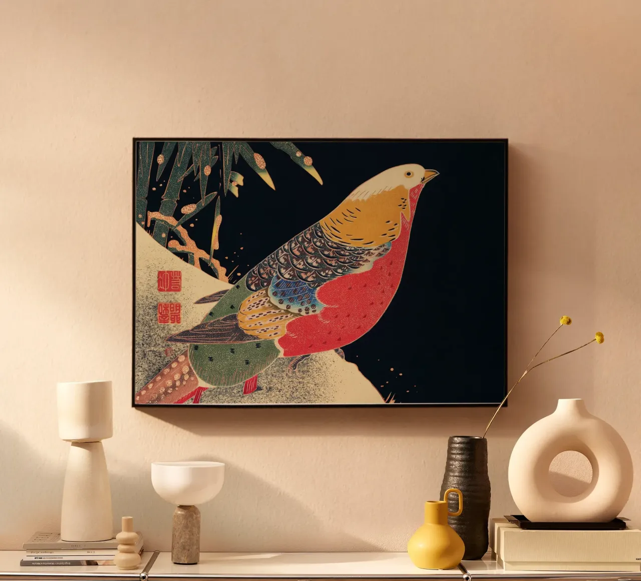 Golden Pheasant in the Snow plexiglass da vintageshop