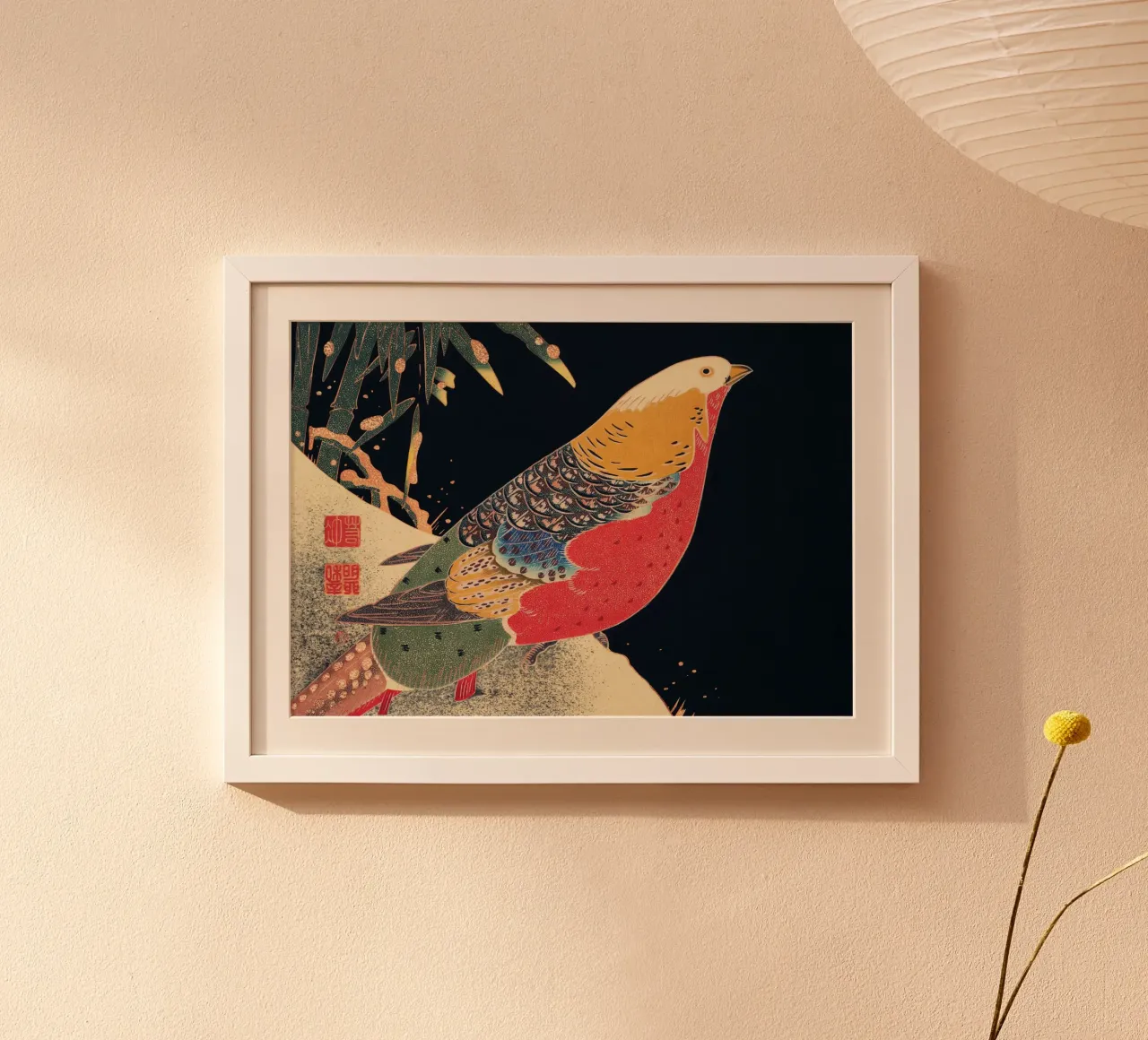 Golden Pheasant in the Snow poster da vintageshop