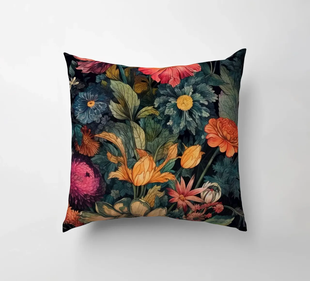 Meadow of Wild Plants dark art decorative cushion by Justyna Jaszke JBJart