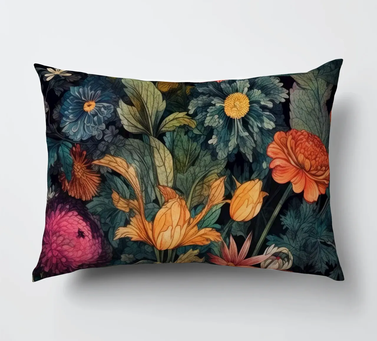 Meadow of Wild Plants dark art decorative cushion by Justyna Jaszke JBJart