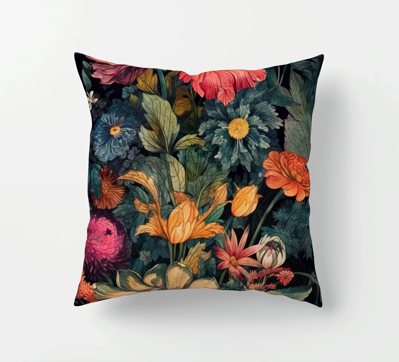 Meadow of Wild Plants dark art decorative cushion by Justyna Jaszke JBJart