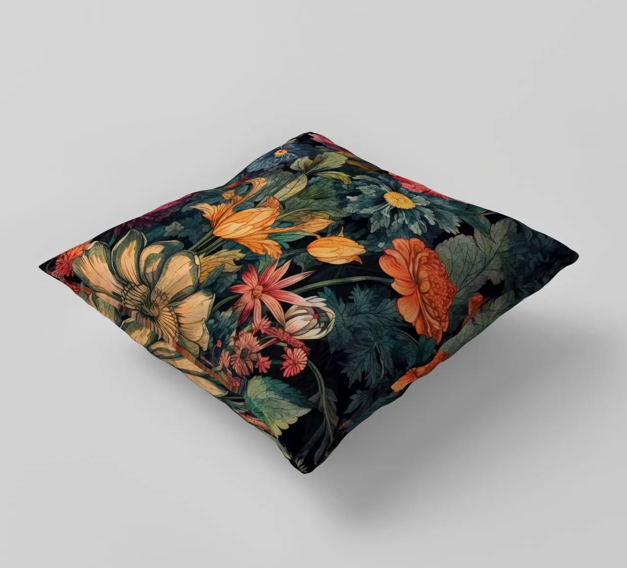Meadow of Wild Plants dark art decorative cushion by Justyna Jaszke JBJart