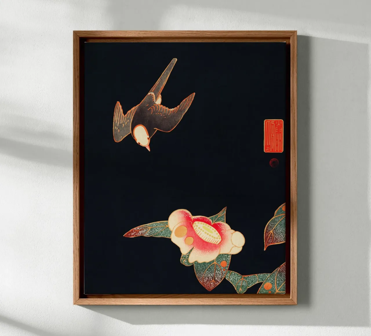 Swallow and Camellia tela da vintageshop