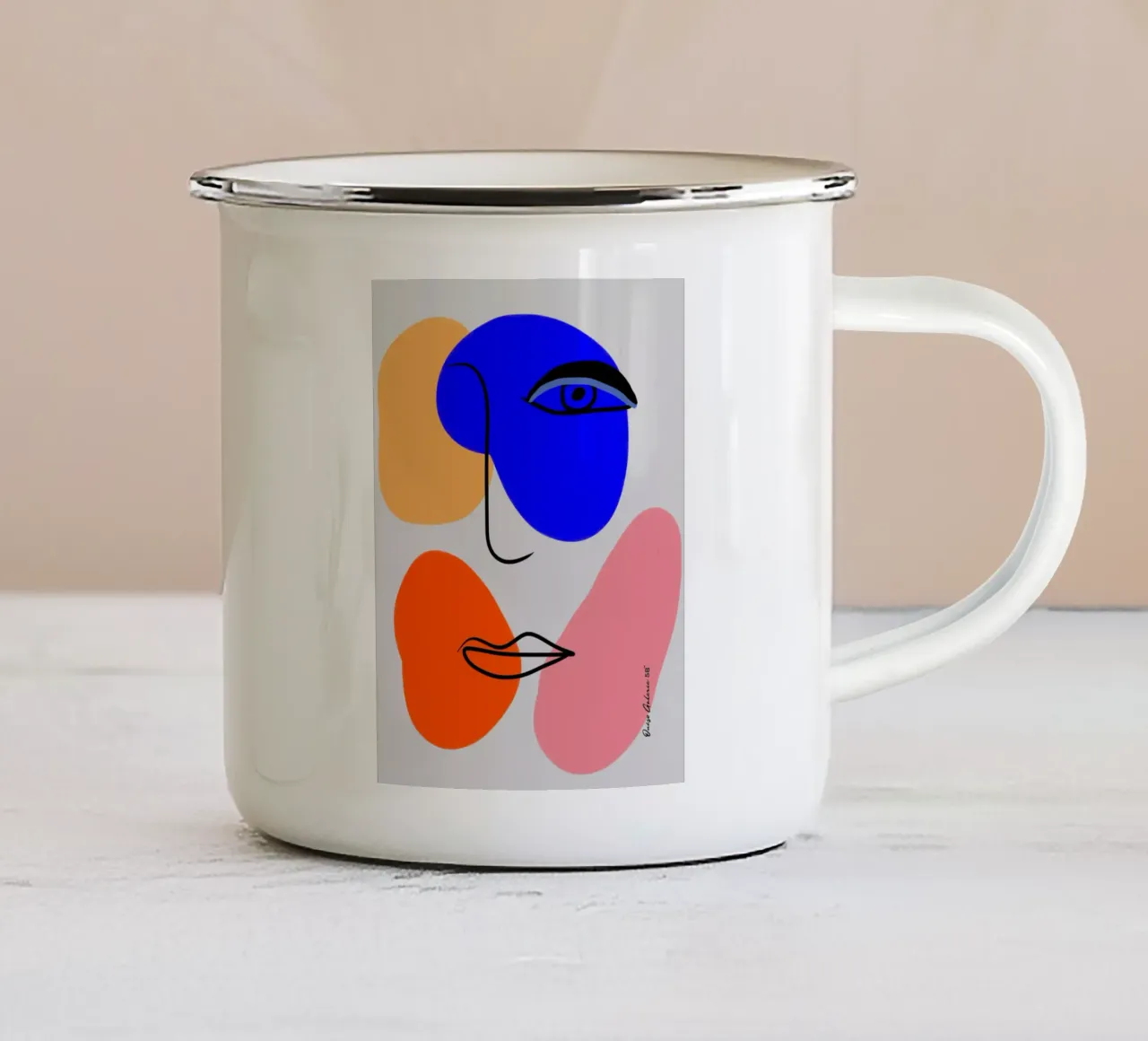Line Art bertz tazza in smalto da Mike Leymi