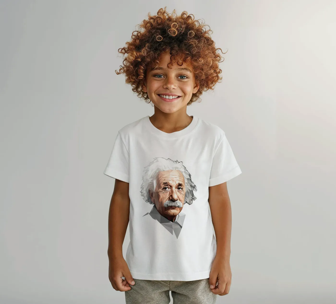 Albert Einstein Lowpoly kinder t-shirt van Low Profile