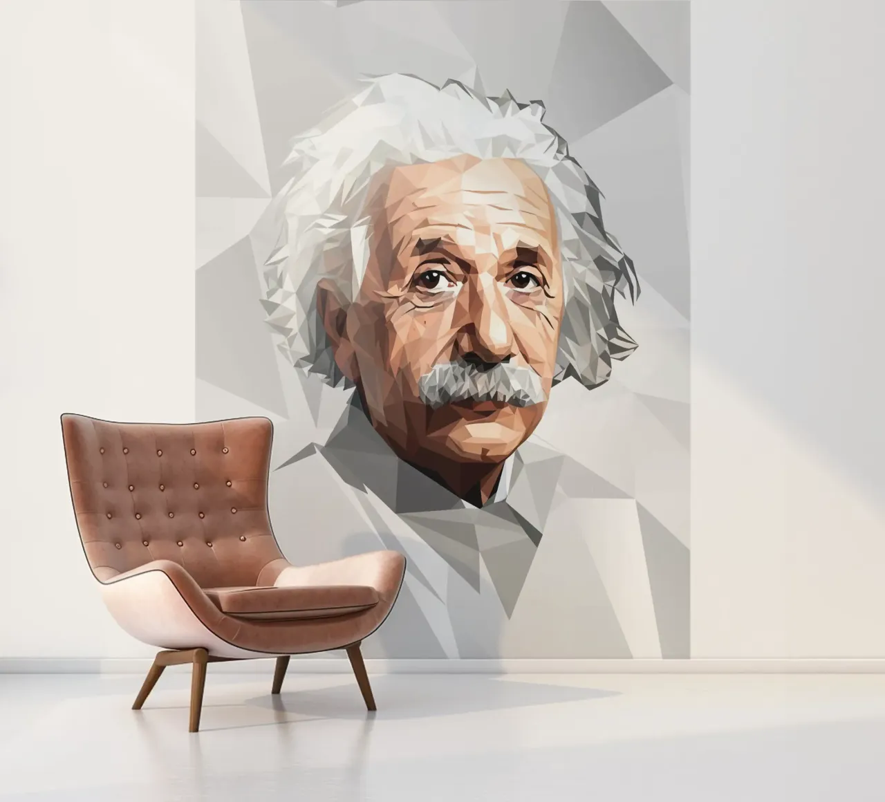 Albert Einstein Lowpoly fotobehang van Low Profile