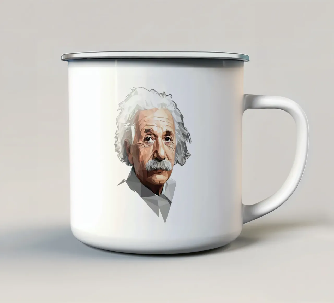 Albert Einstein Lowpoly tazza in smalto da Low Profile