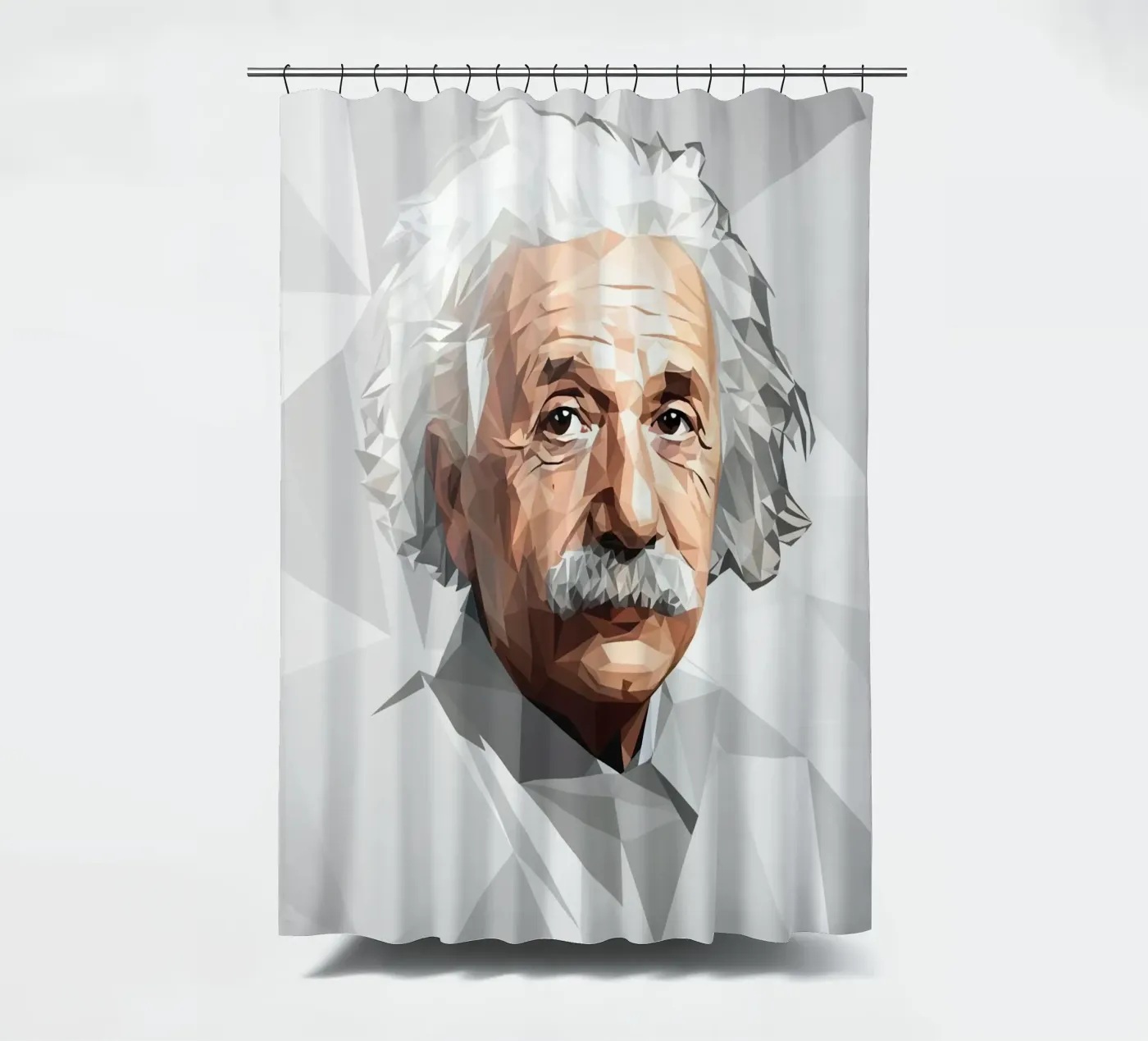 Albert Einstein Lowpoly Duschvorhang von Low Profile