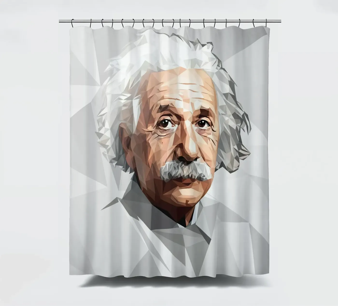 Albert Einstein Lowpoly Duschvorhang von Low Profile