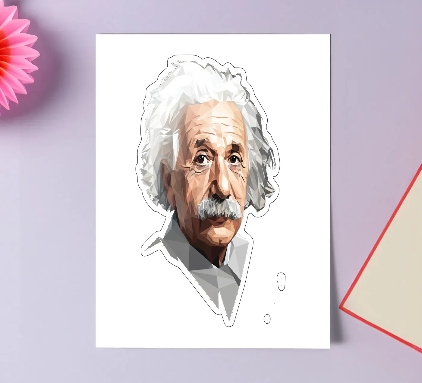 Albert Einstein Lowpoly stickervel van Low Profile