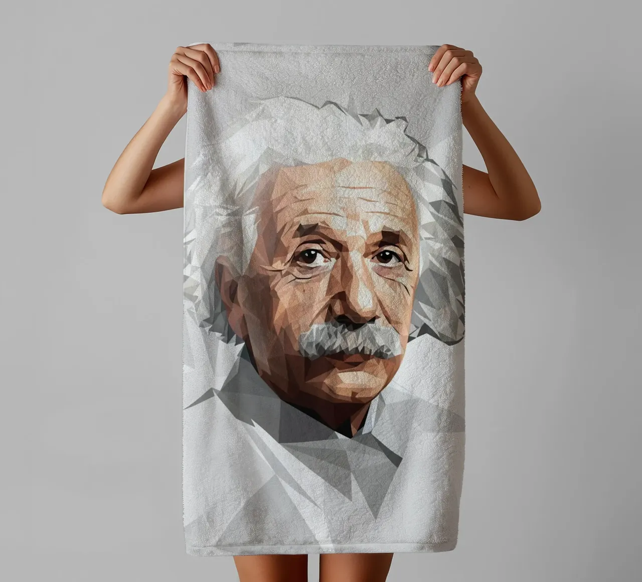 Albert Einstein Lowpoly badhanddoek van Low Profile