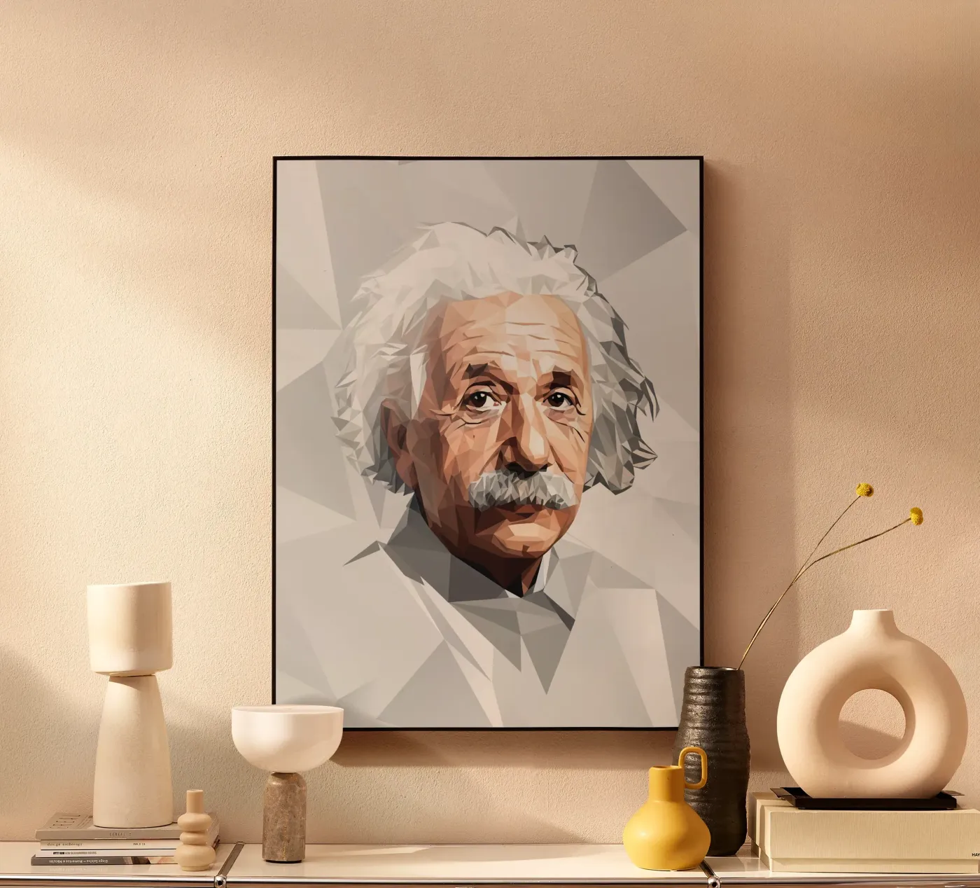 Albert Einstein Lowpoly acryl van Low Profile