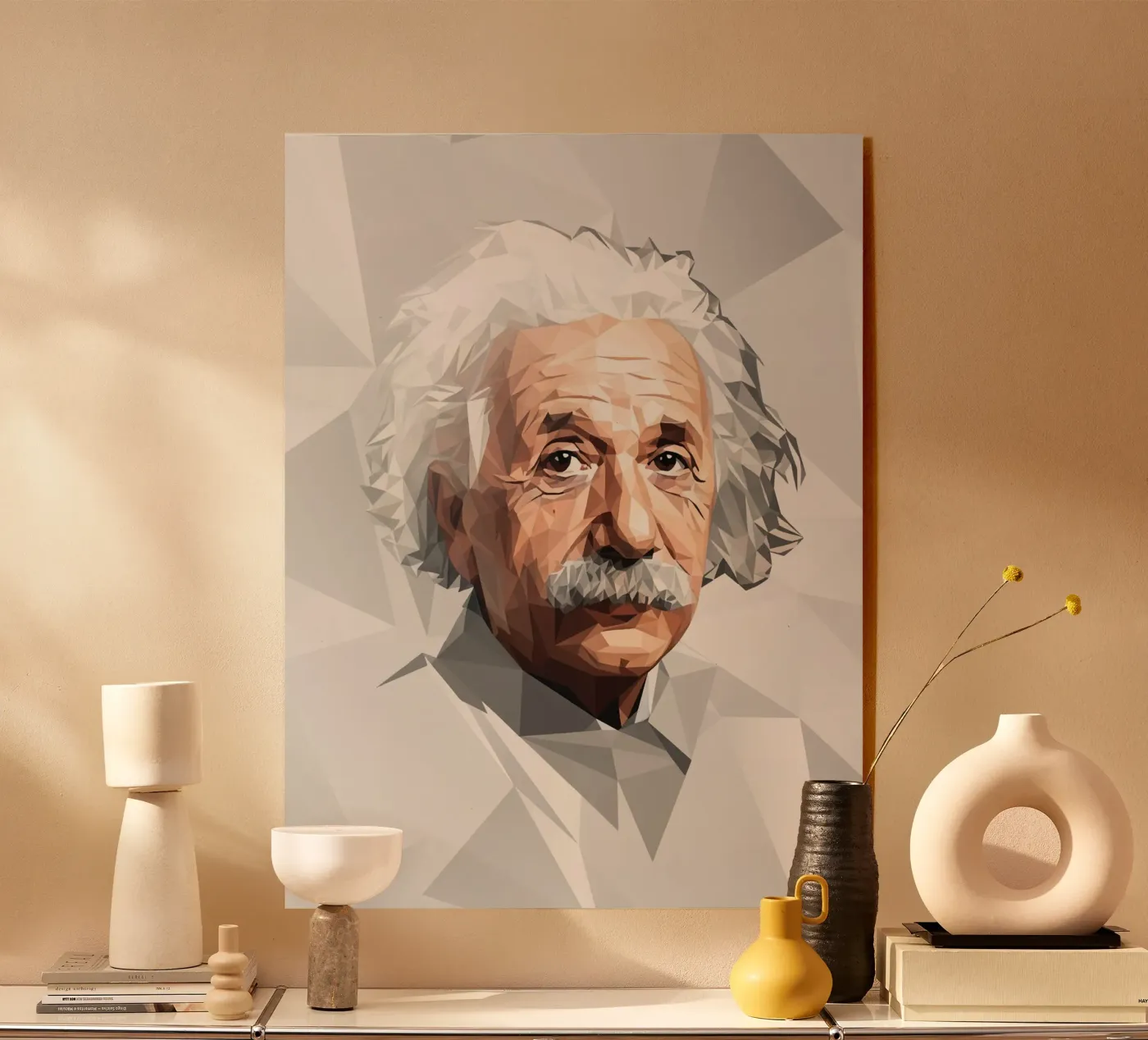 Albert Einstein Lowpoly acryl van Low Profile