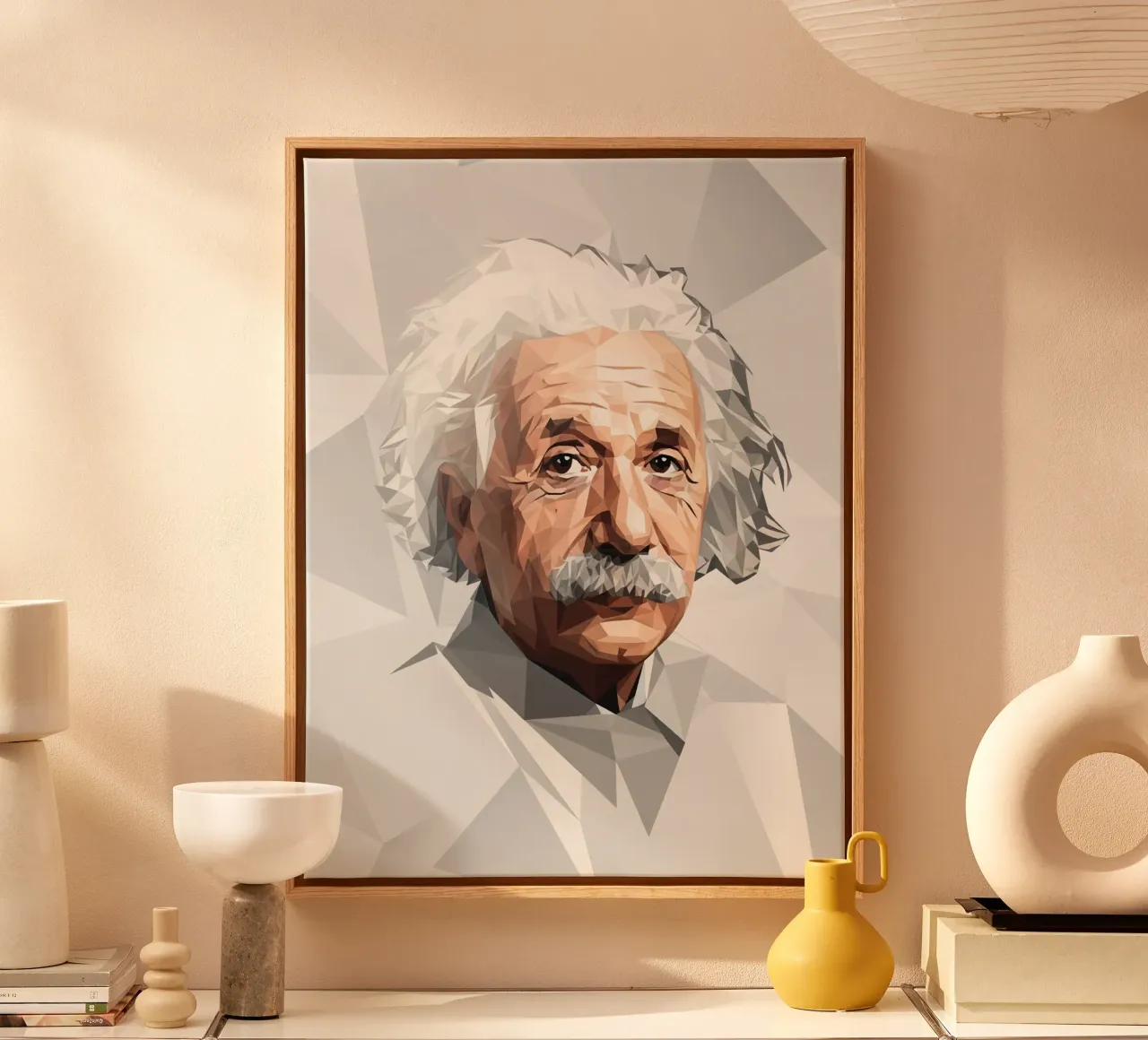 Albert Einstein Lowpoly tela con Cornice a cassetta da Low Profile