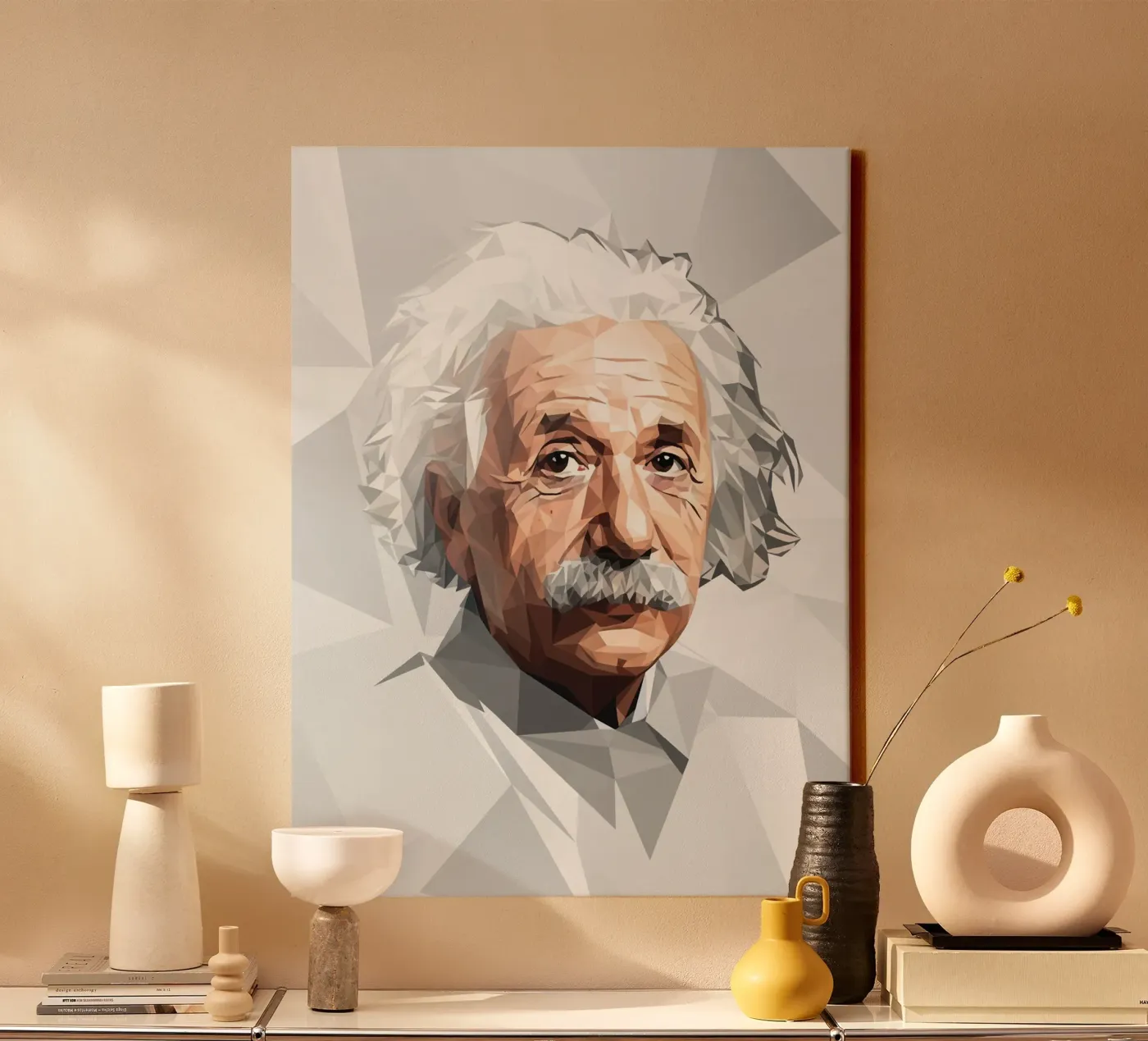 Albert Einstein Lowpoly Leinwand von Low Profile