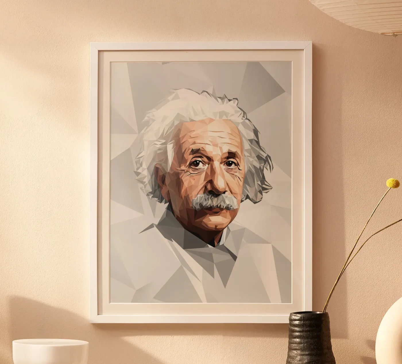 Albert Einstein Lowpoly poster van Low Profile