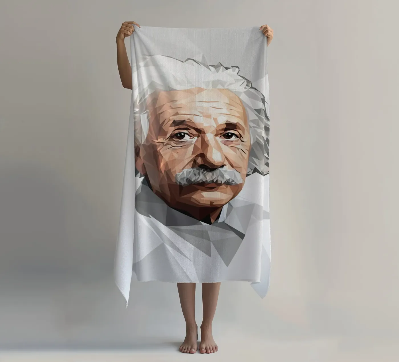 Albert Einstein Lowpoly strandhanddoek van Low Profile