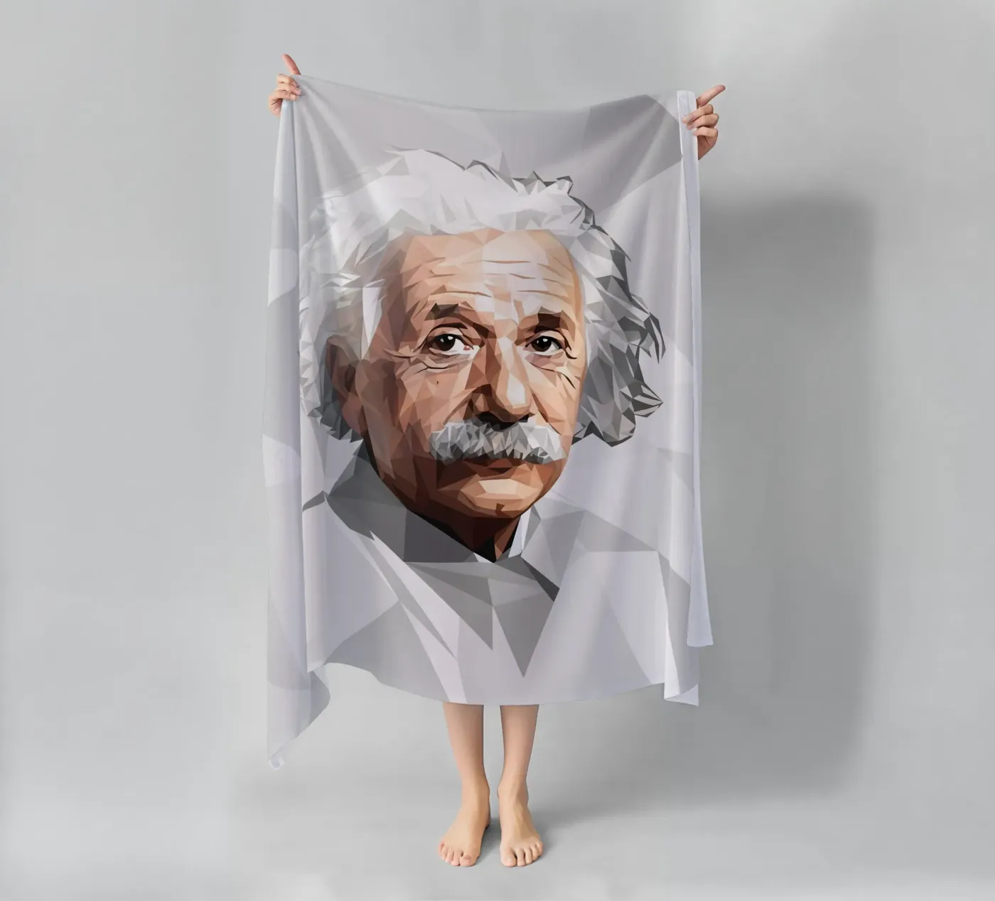 Albert Einstein Lowpoly strandhanddoek van Low Profile