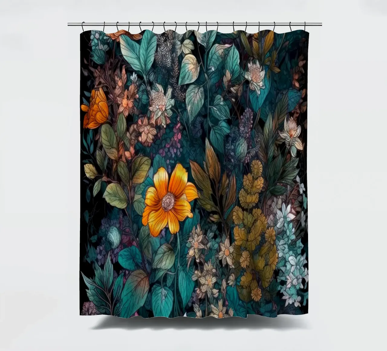 Meadow of Wild Plants and herbs shower curtain by Justyna Jaszke JBJart