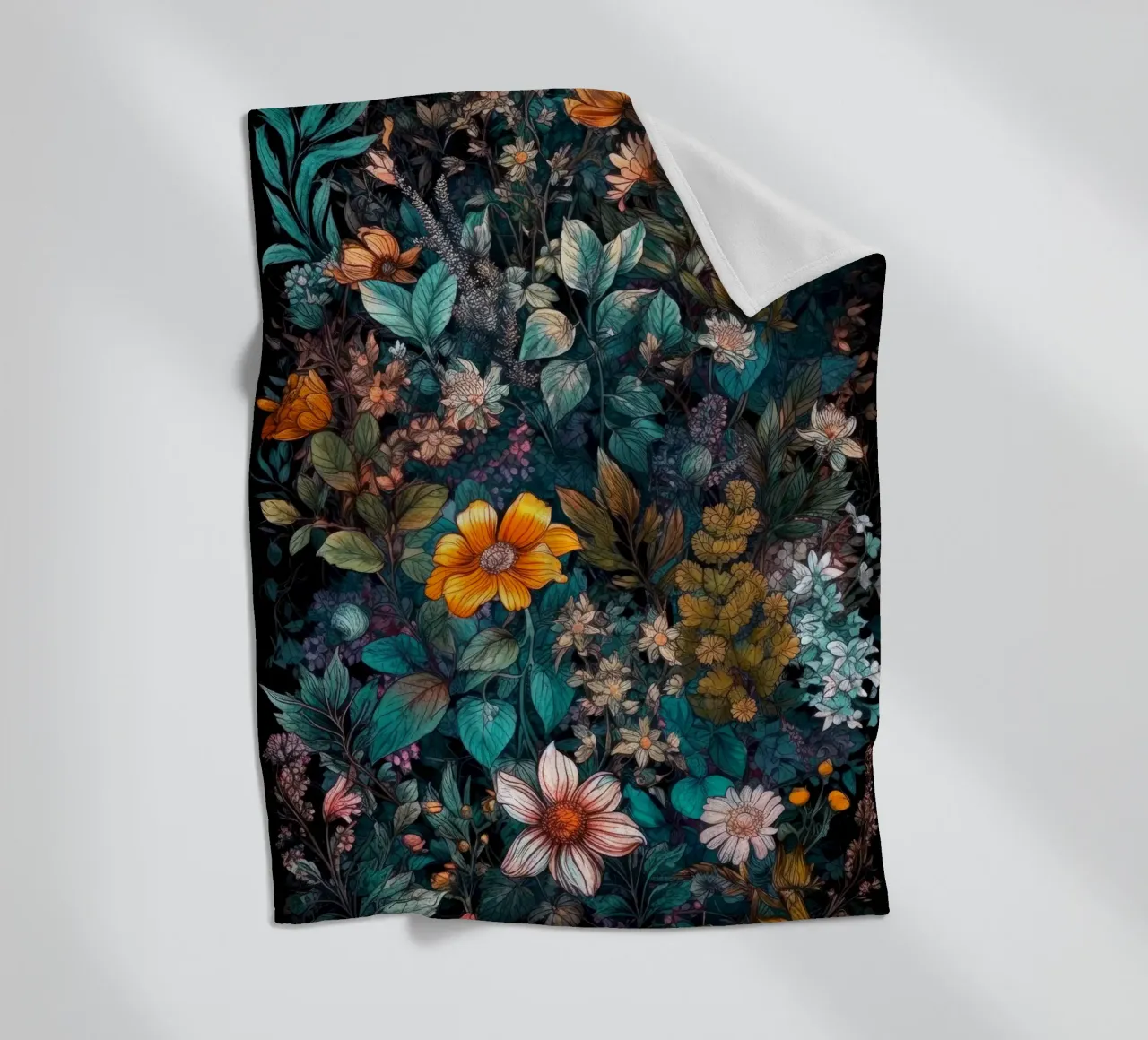 Meadow of Wild Plants and herbs fleece blanket by Justyna Jaszke JBJart