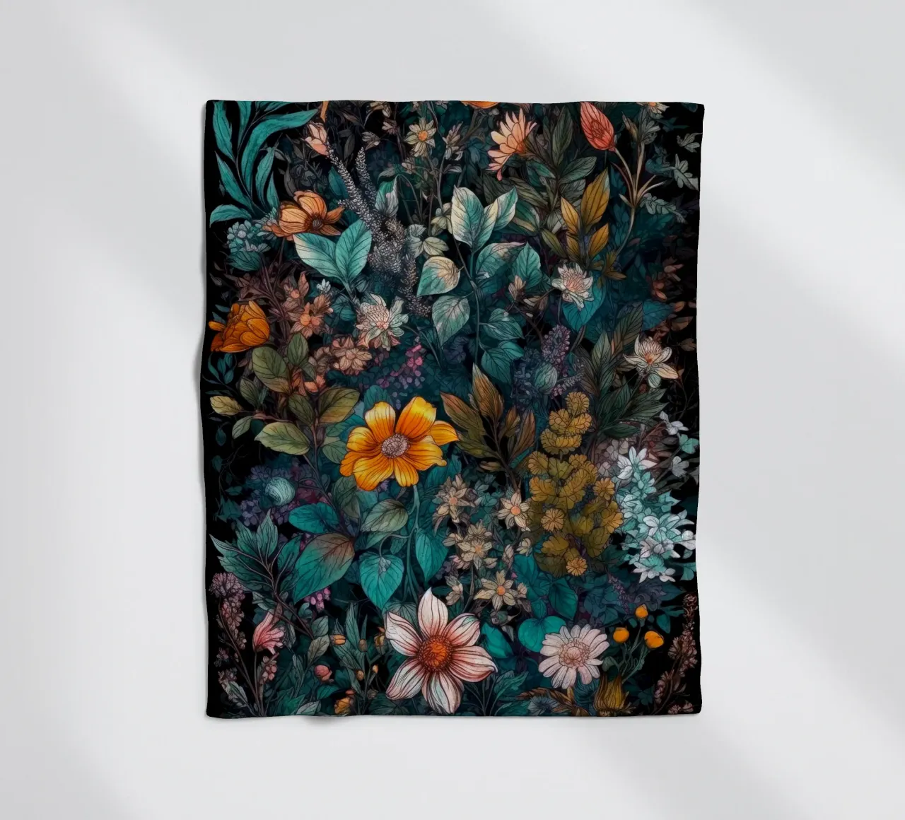 Meadow of Wild Plants and herbs fleece blanket by Justyna Jaszke JBJart