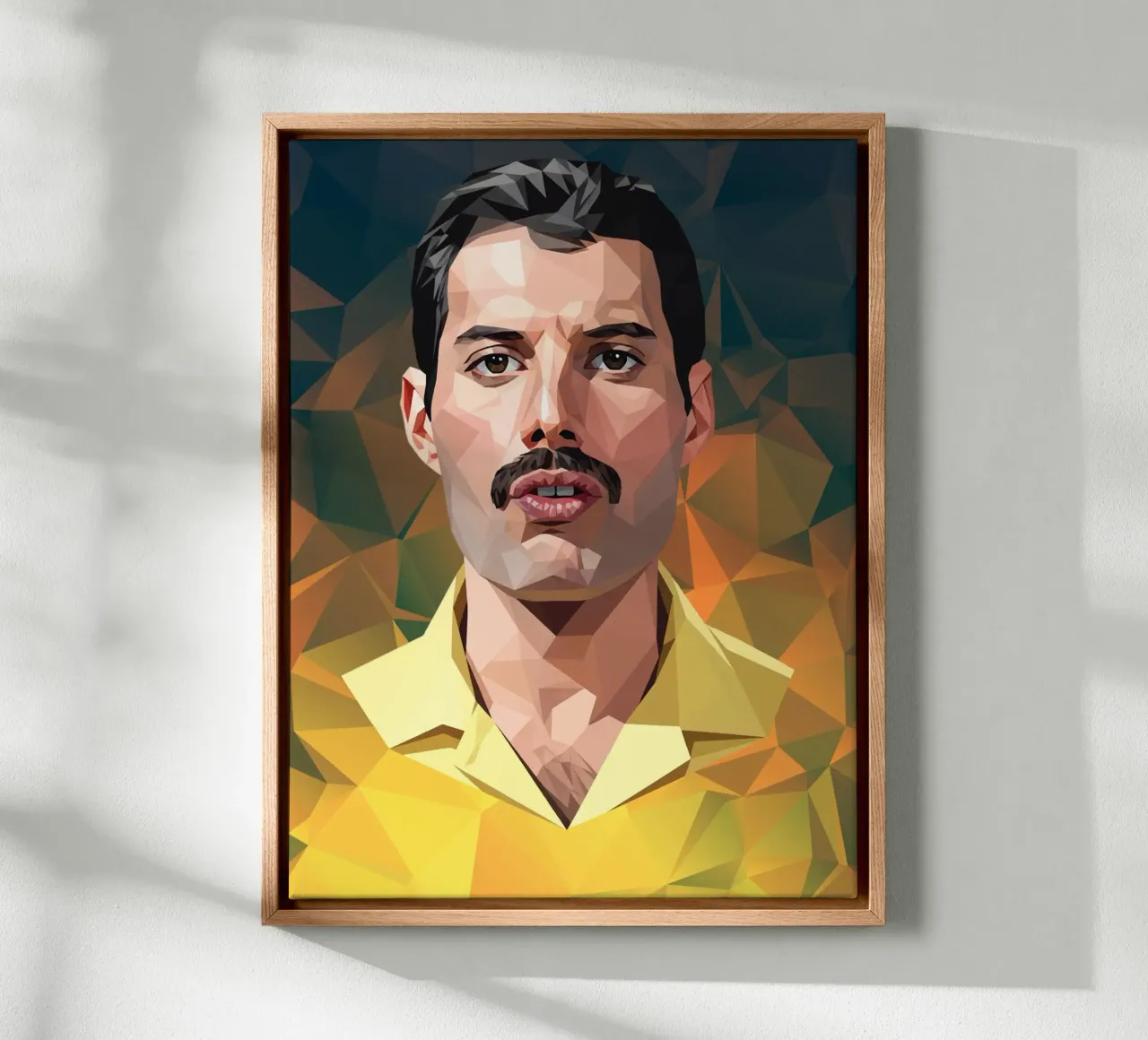 Freddie Mercury Low poly canvas with Floater frame by Low Profile