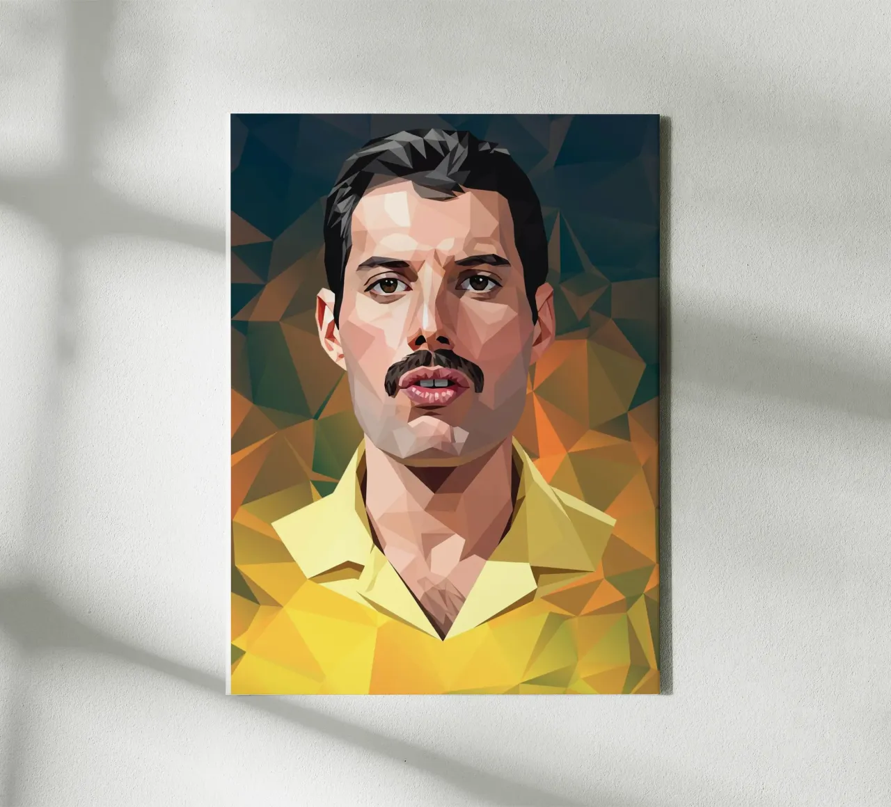 Freddie Mercury Low poly canvas with Floater frame by Low Profile