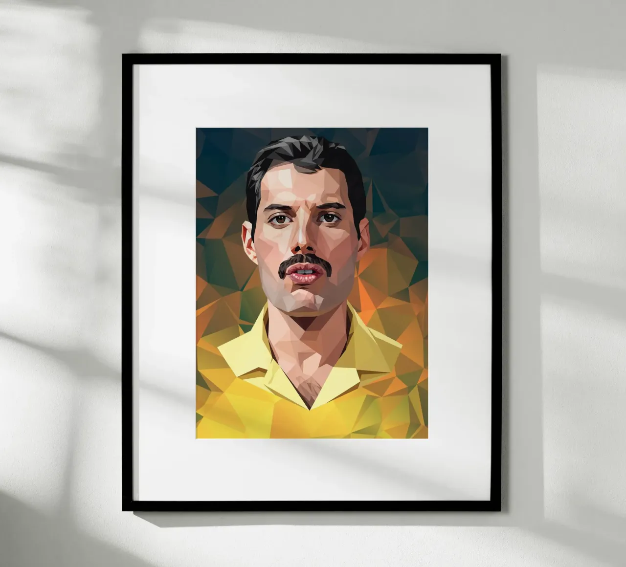 Freddie Mercury Low poly poster con telaio in alluminio da Low Profile