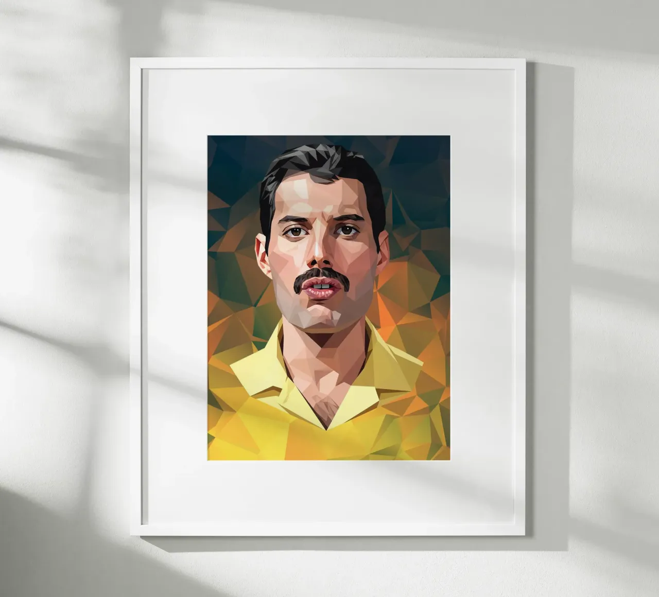 Freddie Mercury Low poly poster con telaio in alluminio da Low Profile