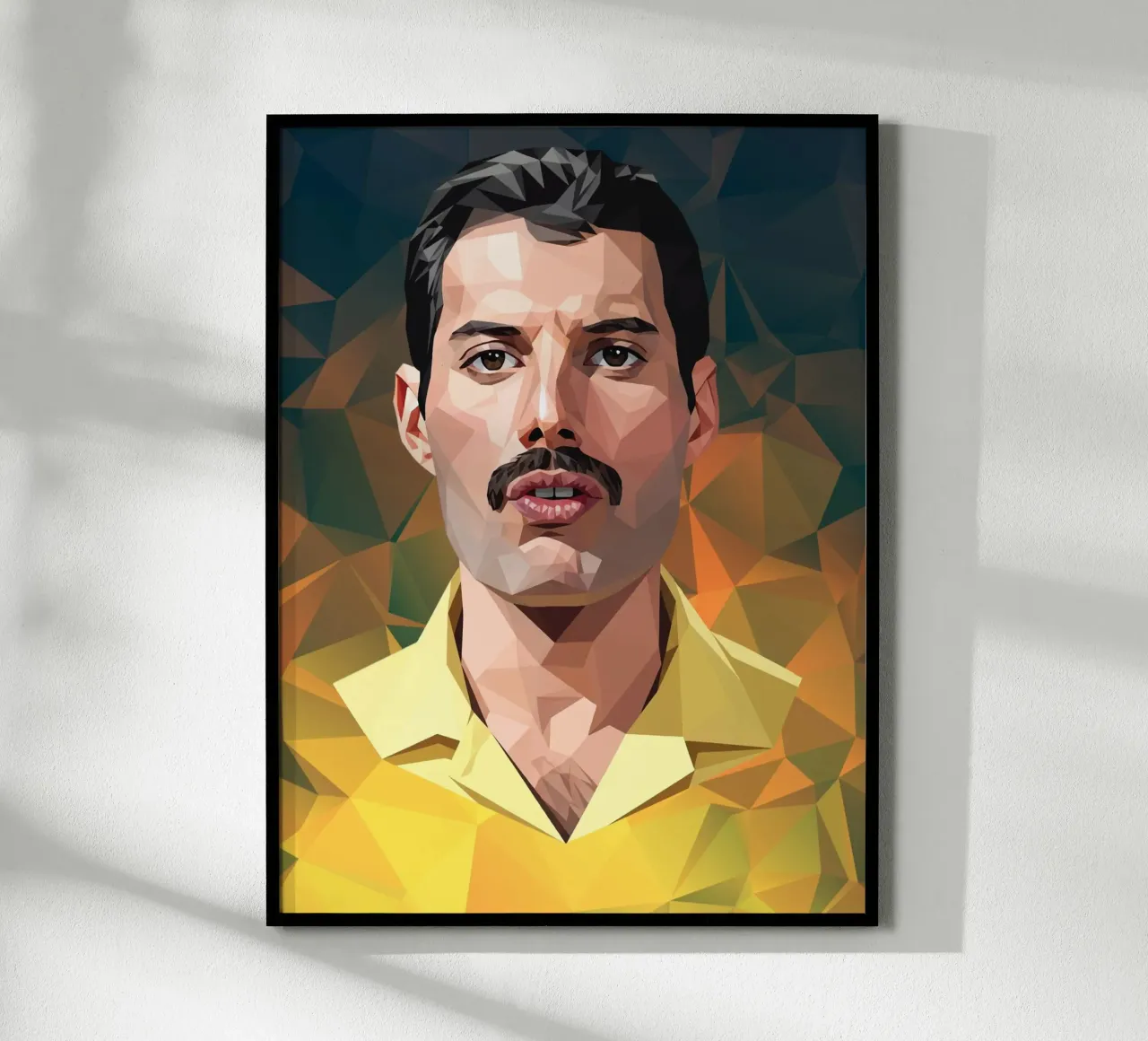 Freddie Mercury Low poly poster con telaio in alluminio da Low Profile