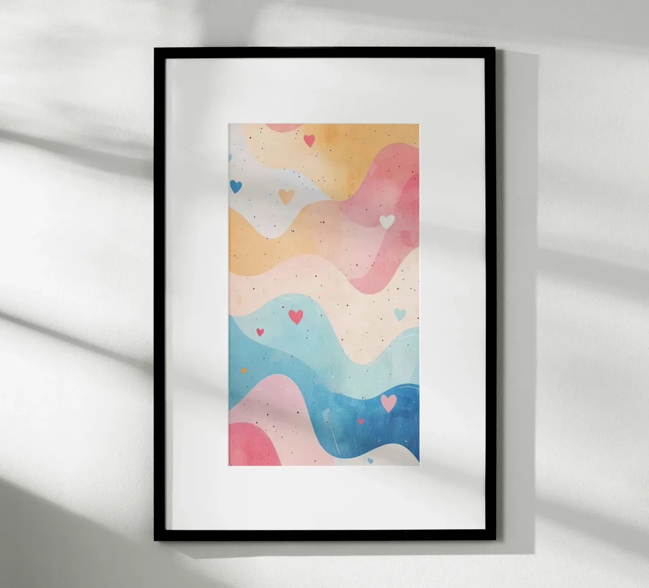 curve colorful gradient poster con telaio in legno da comura