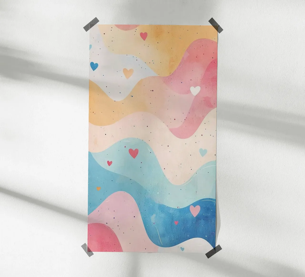 curve colorful gradient poster con telaio in legno da comura