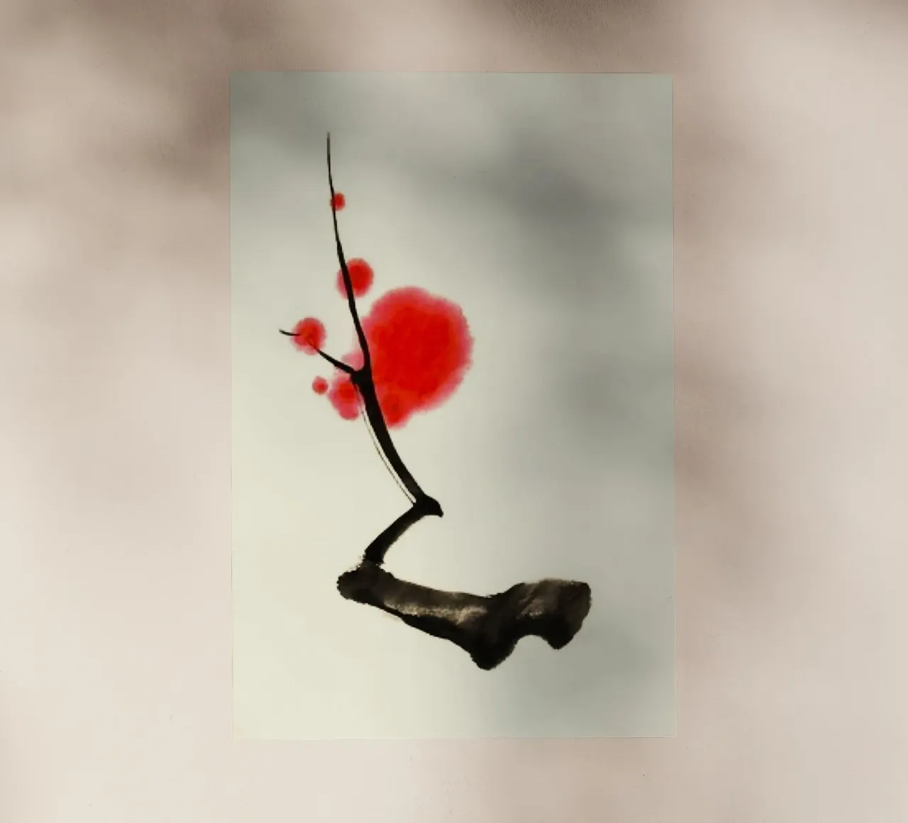 red flower branch pellicola backlit da comura