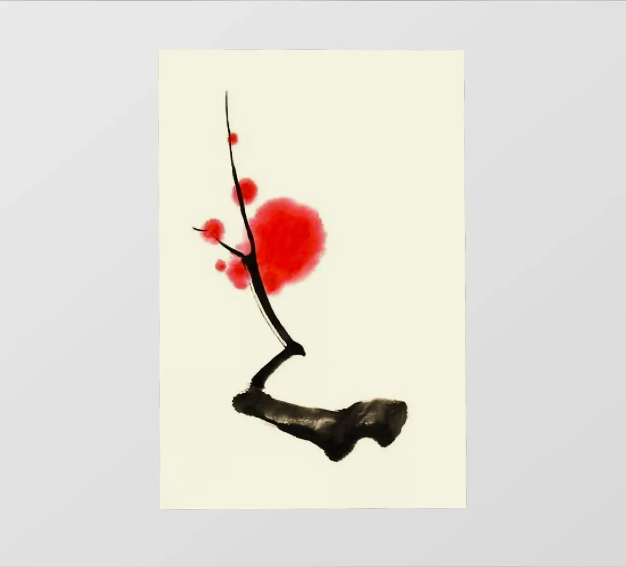 red flower branch pellicola backlit da comura