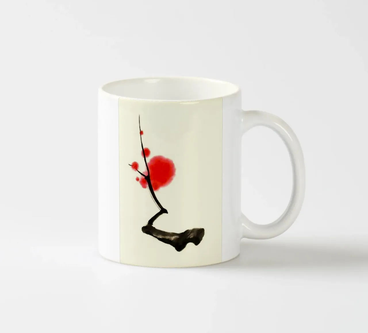 red flower branch tazza in ceramica da comura