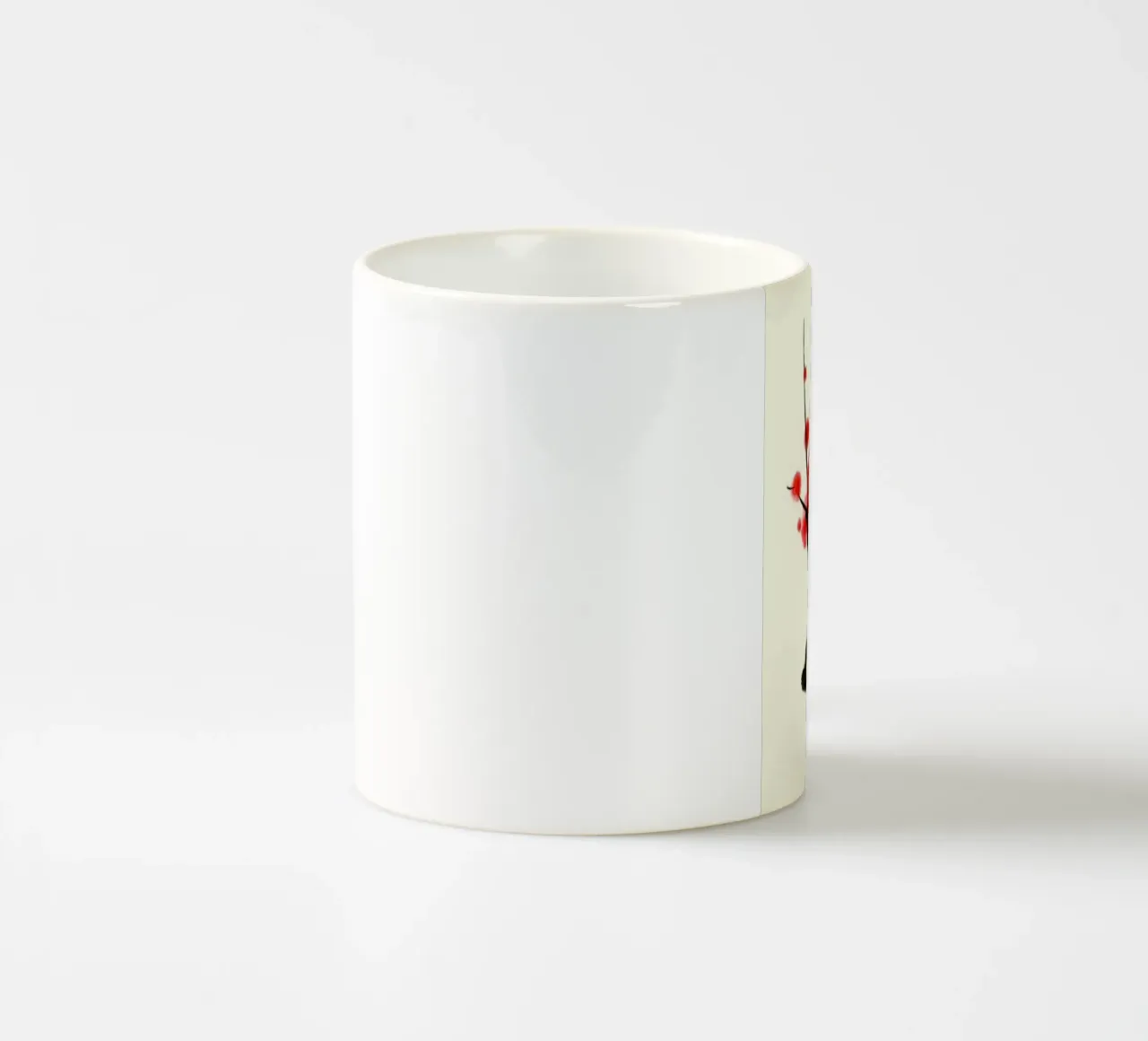 red flower branch tazza in ceramica da comura
