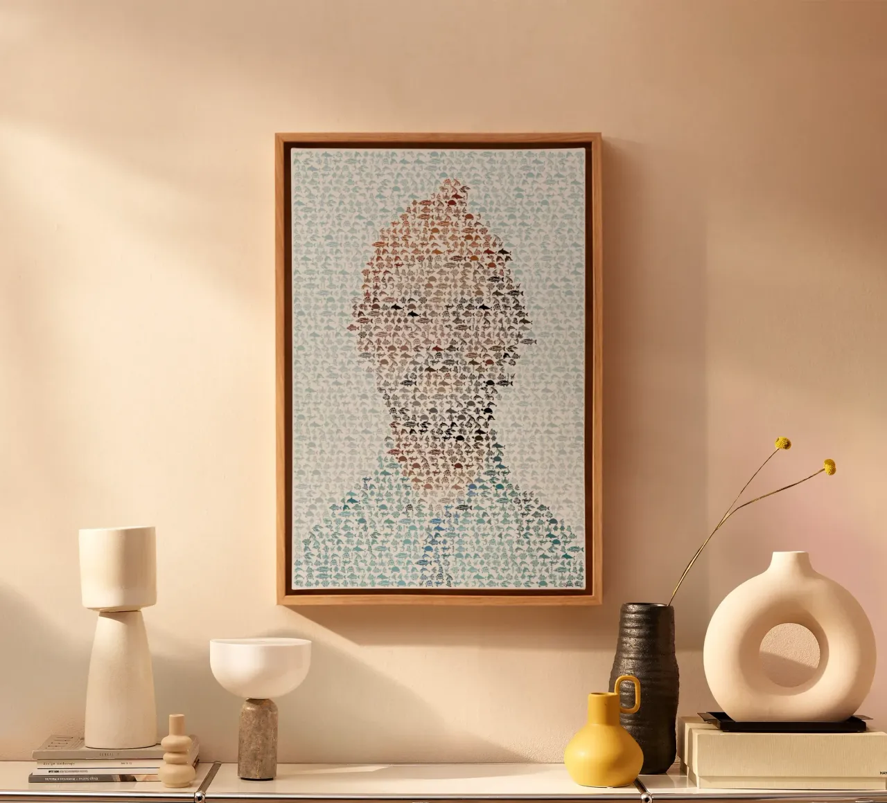 The Aquatic Steve Zissou canvas met Baklijst van Robotic Ewe
