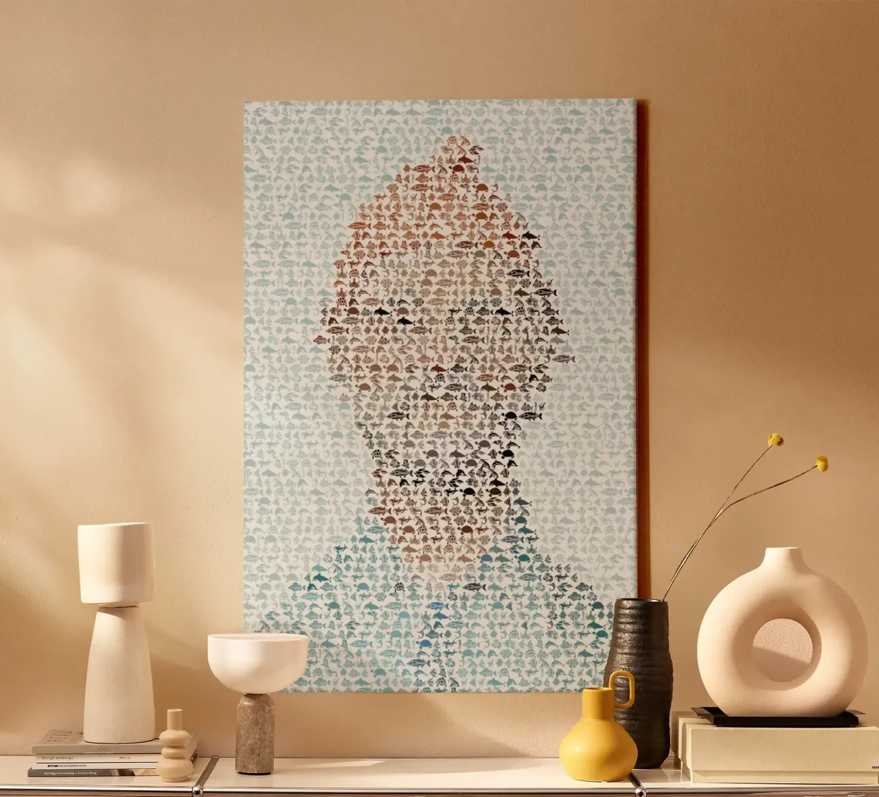 The Aquatic Steve Zissou canvas met Baklijst van Robotic Ewe