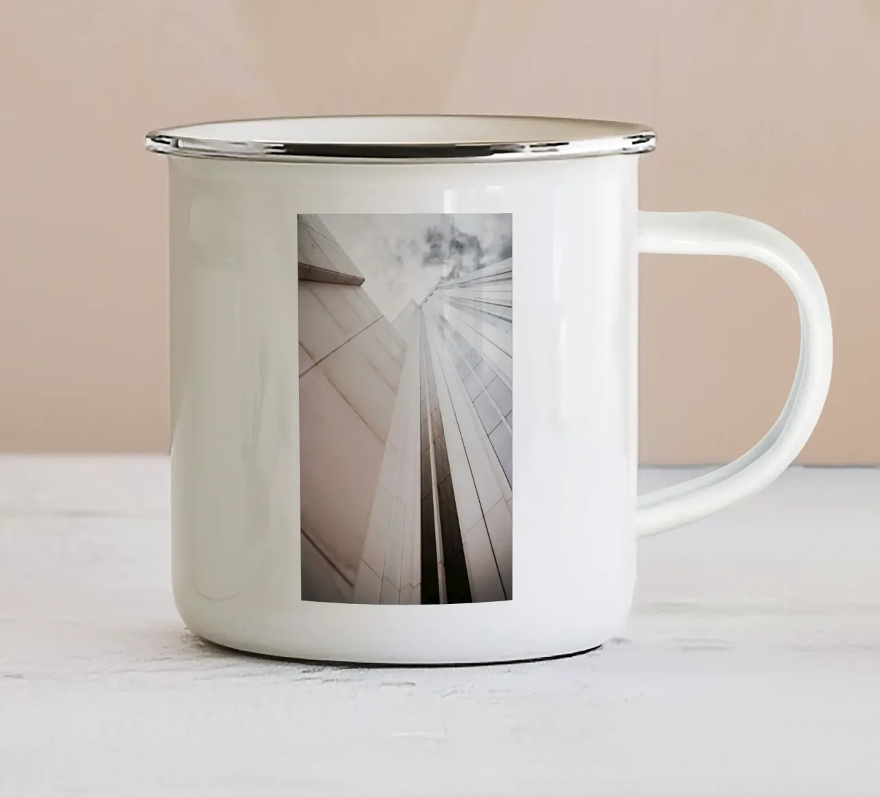 high skyscape building tazza in smalto da comura