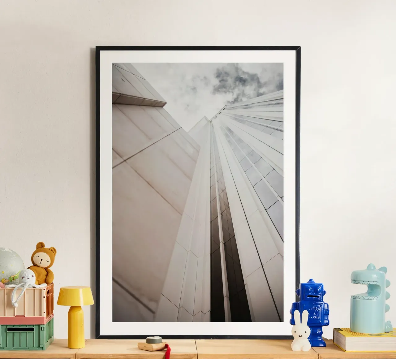 high skyscape building poster con telaio in legno da comura