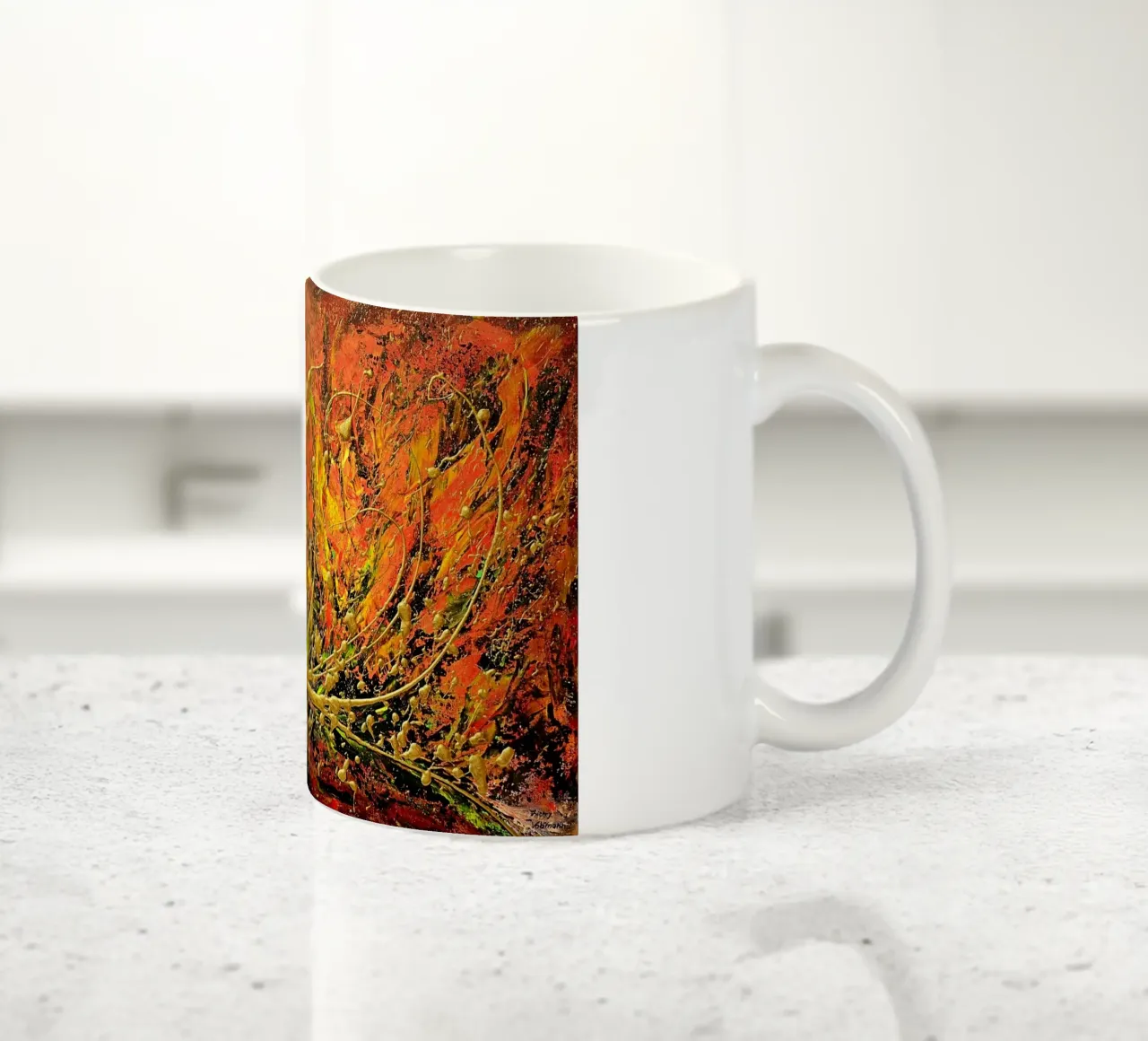 SINFONIA D'AUTUNNO tazza in ceramica da Thierry Vobmann Abstract painting