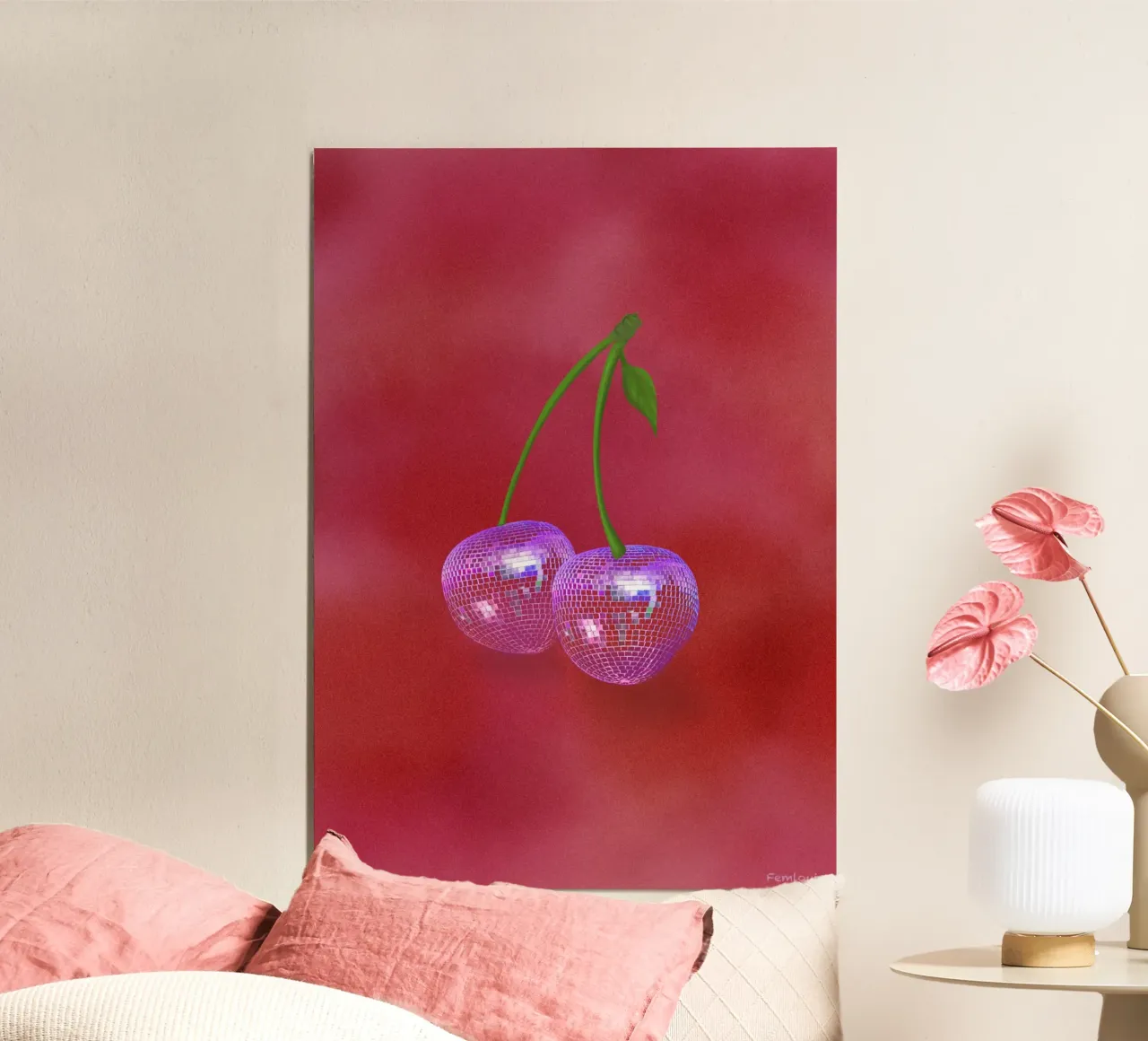 Cherry Cherry Disco poster da Femlouise.illustrations