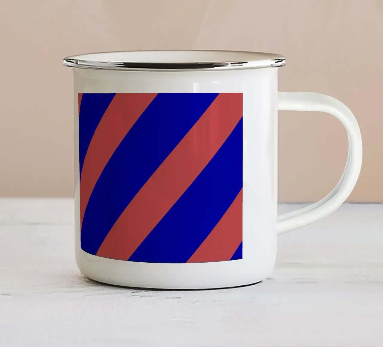 Diagonal Stripes red blue tazza in smalto da Studio ROSAGRAU
