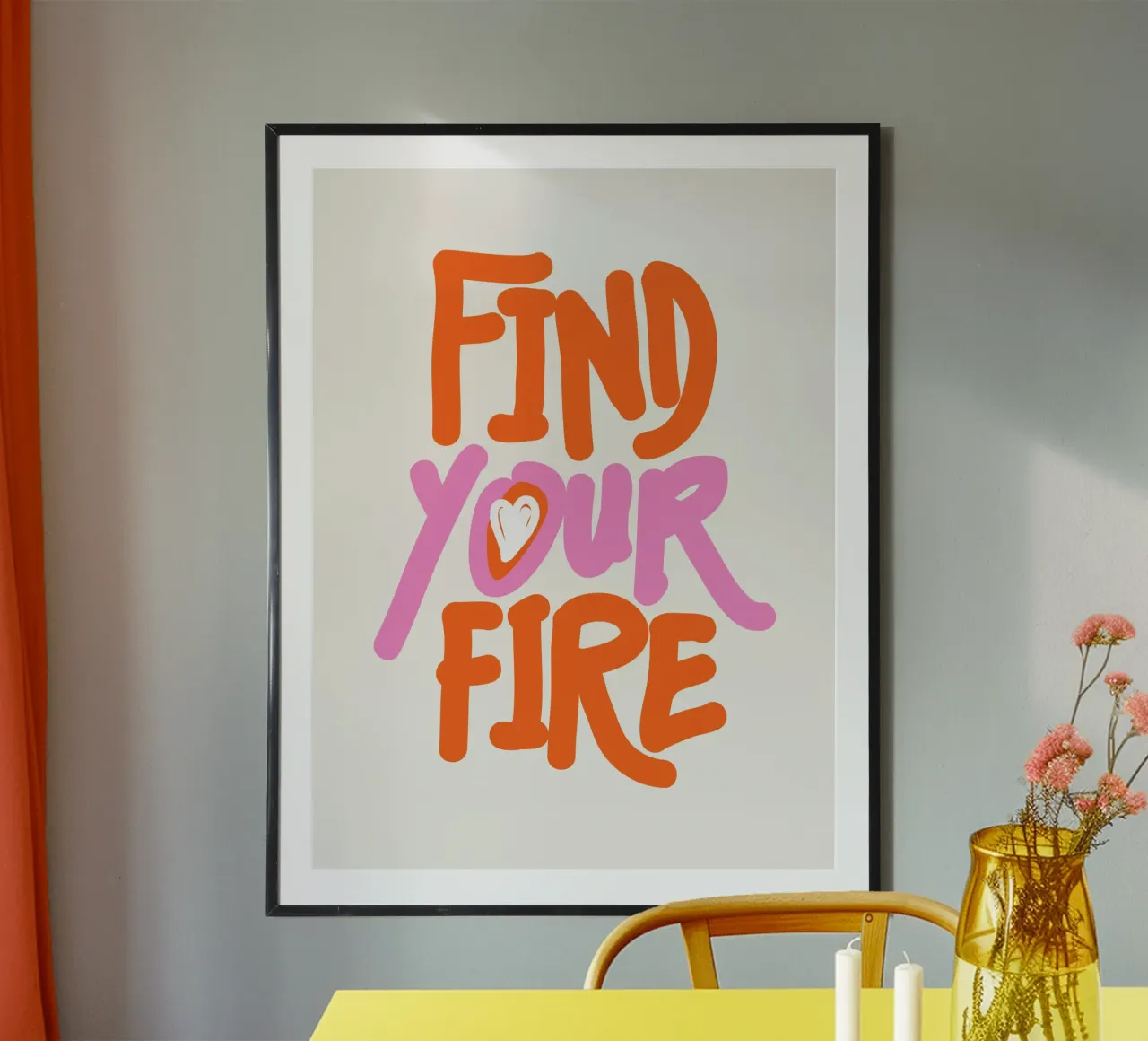 Trova il tuo fuoco poster con telaio in alluminio da dericktype