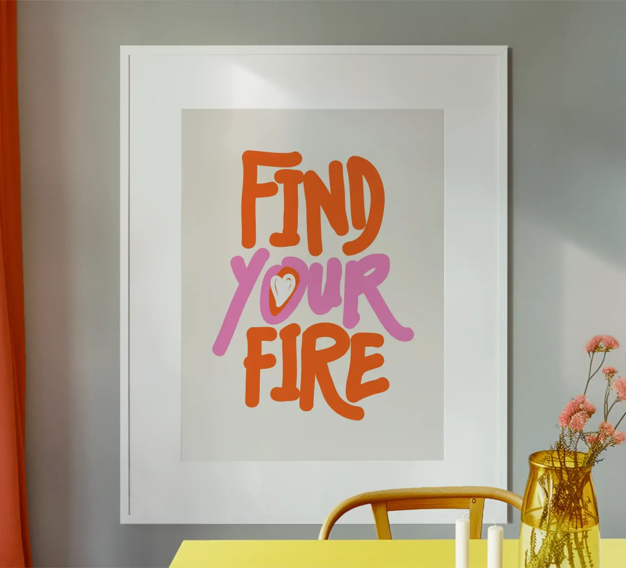 Trova il tuo fuoco poster con telaio in alluminio da dericktype
