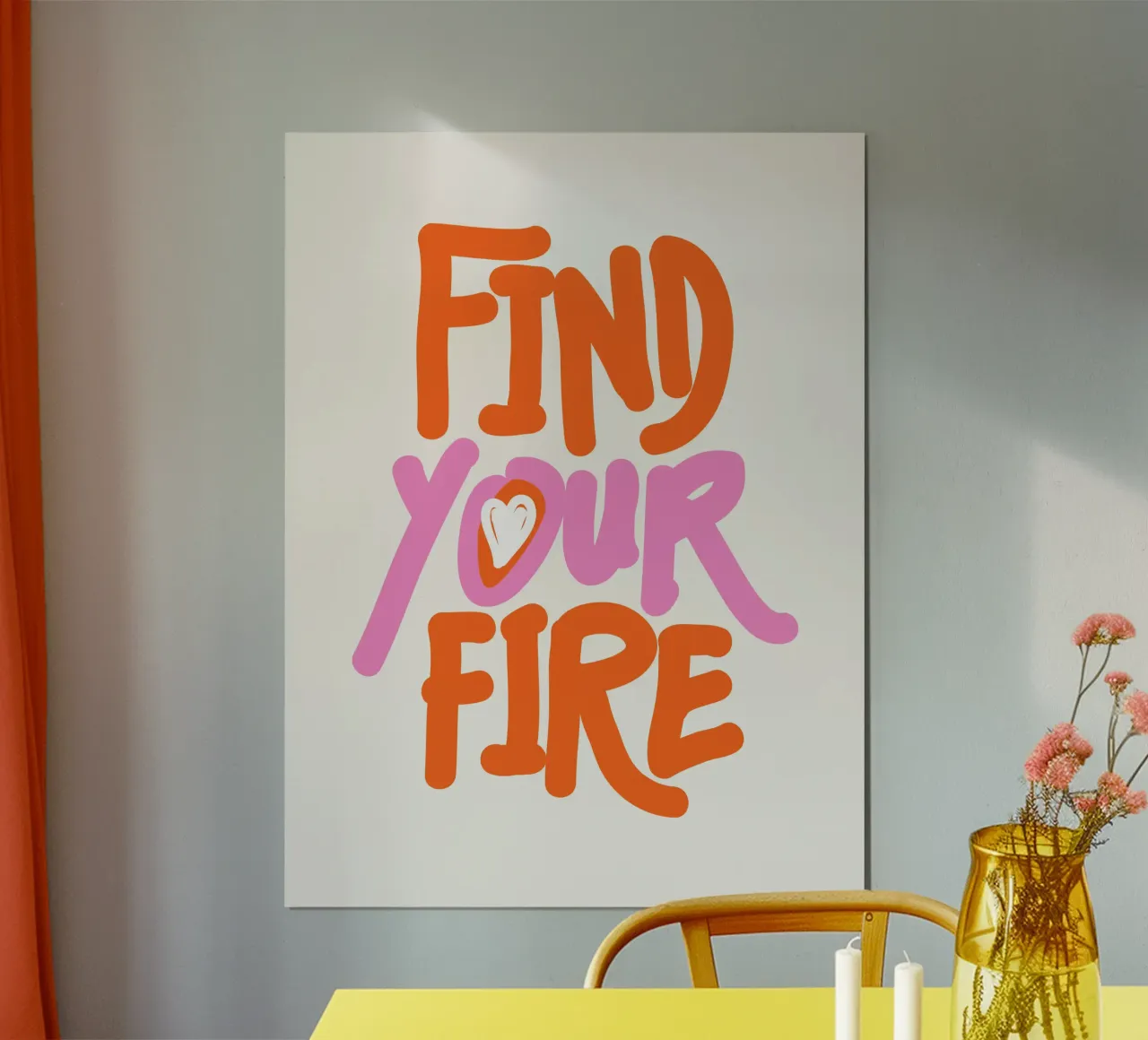 Trova il tuo fuoco poster con telaio in alluminio da dericktype