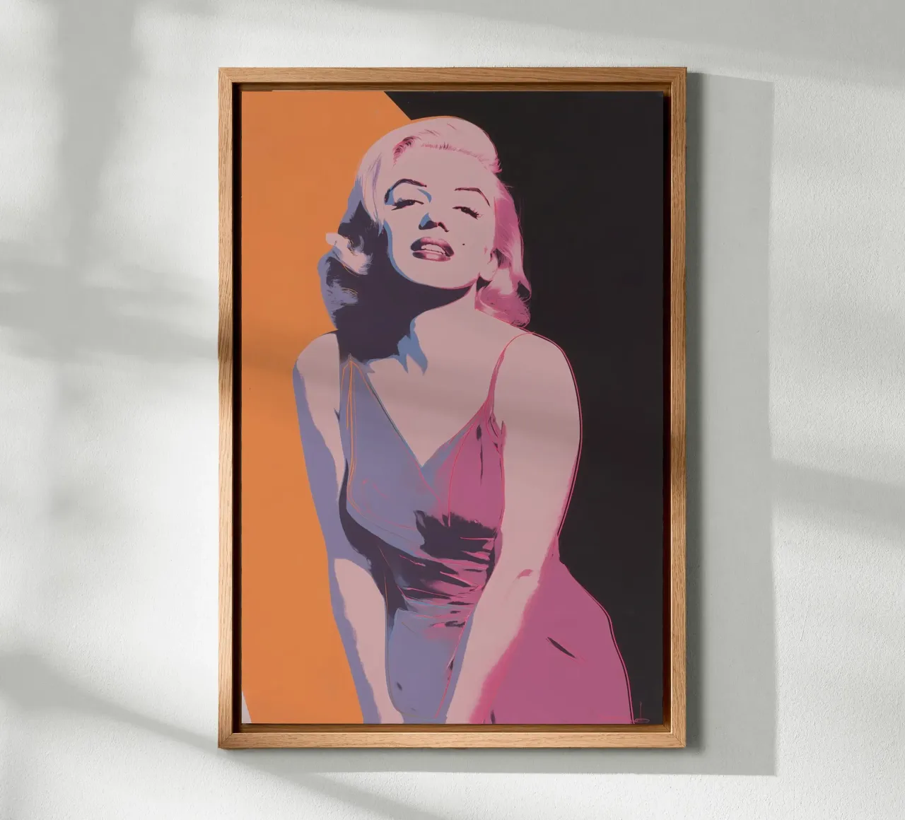 Marilyn Monroe | Icona Pop Art in rosa arancio tela con Cornice a cassetta da Autofocus